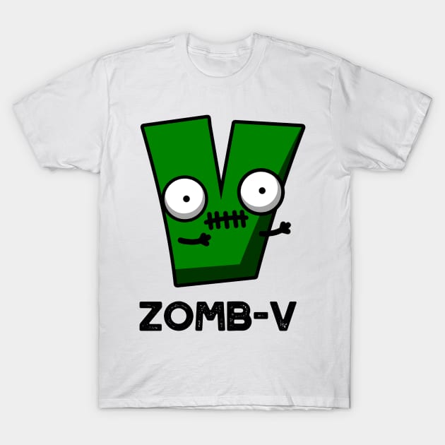 Zom-V Cute Halloween Zombie Alphabet Pun T-Shirt by punnybone